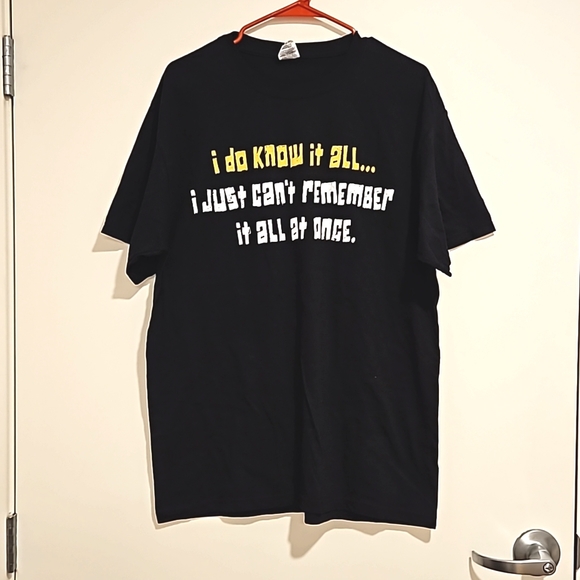 'I do know it all...' black short sleeve graphic tee shirt humor witty Large - Picture 1 of 5